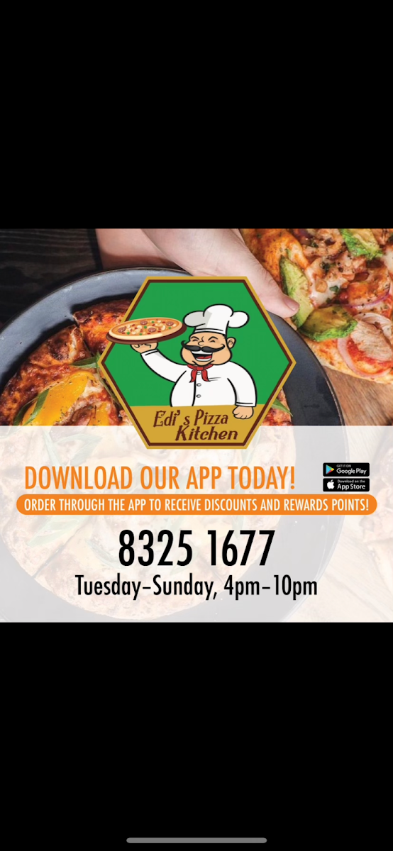 Menu, Edi’s Pizza Kitchen