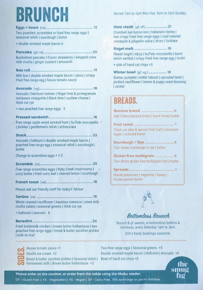 Menu, The Smug Fig Kitchen & Social