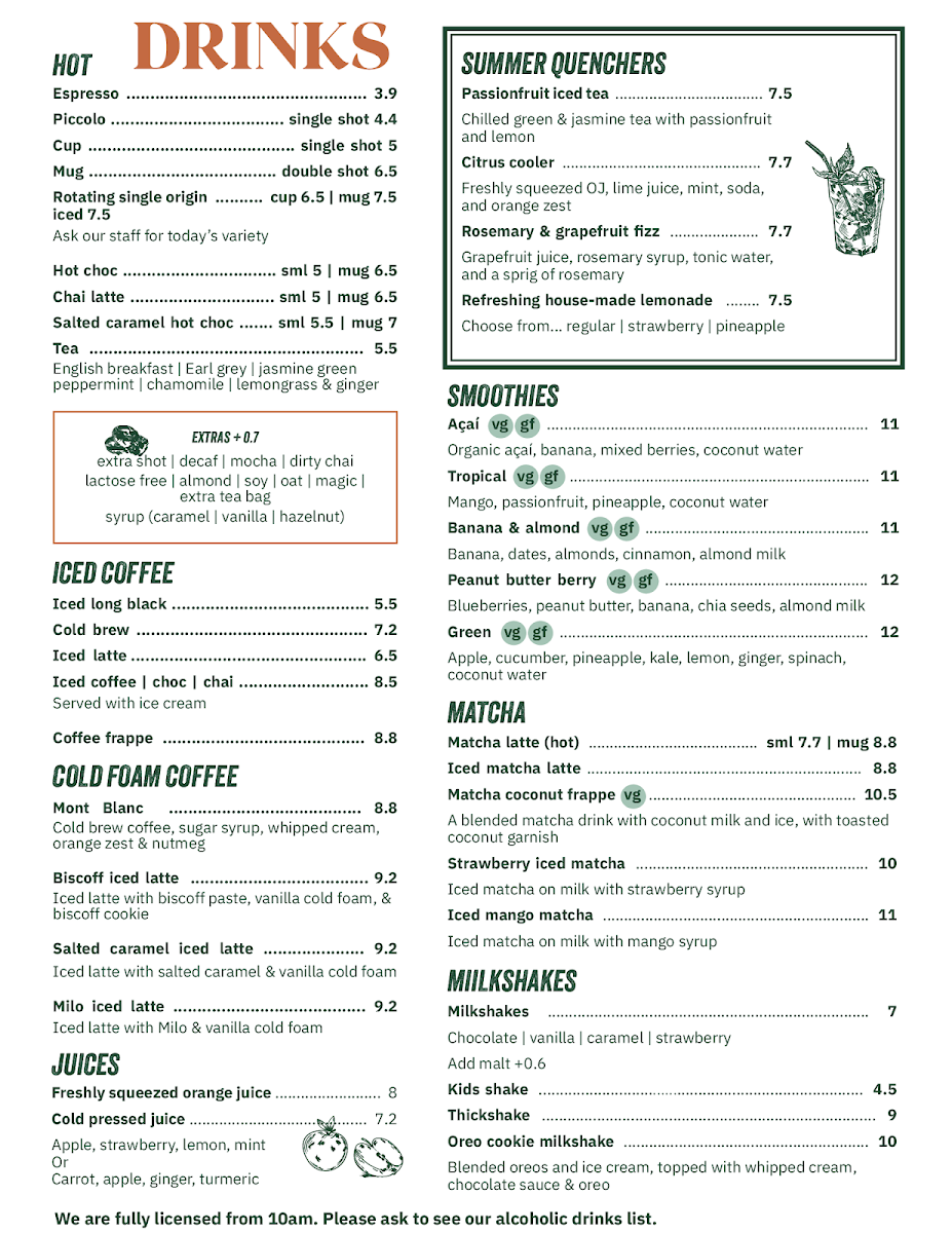 Menu, The Smug Fig Kitchen & Social
