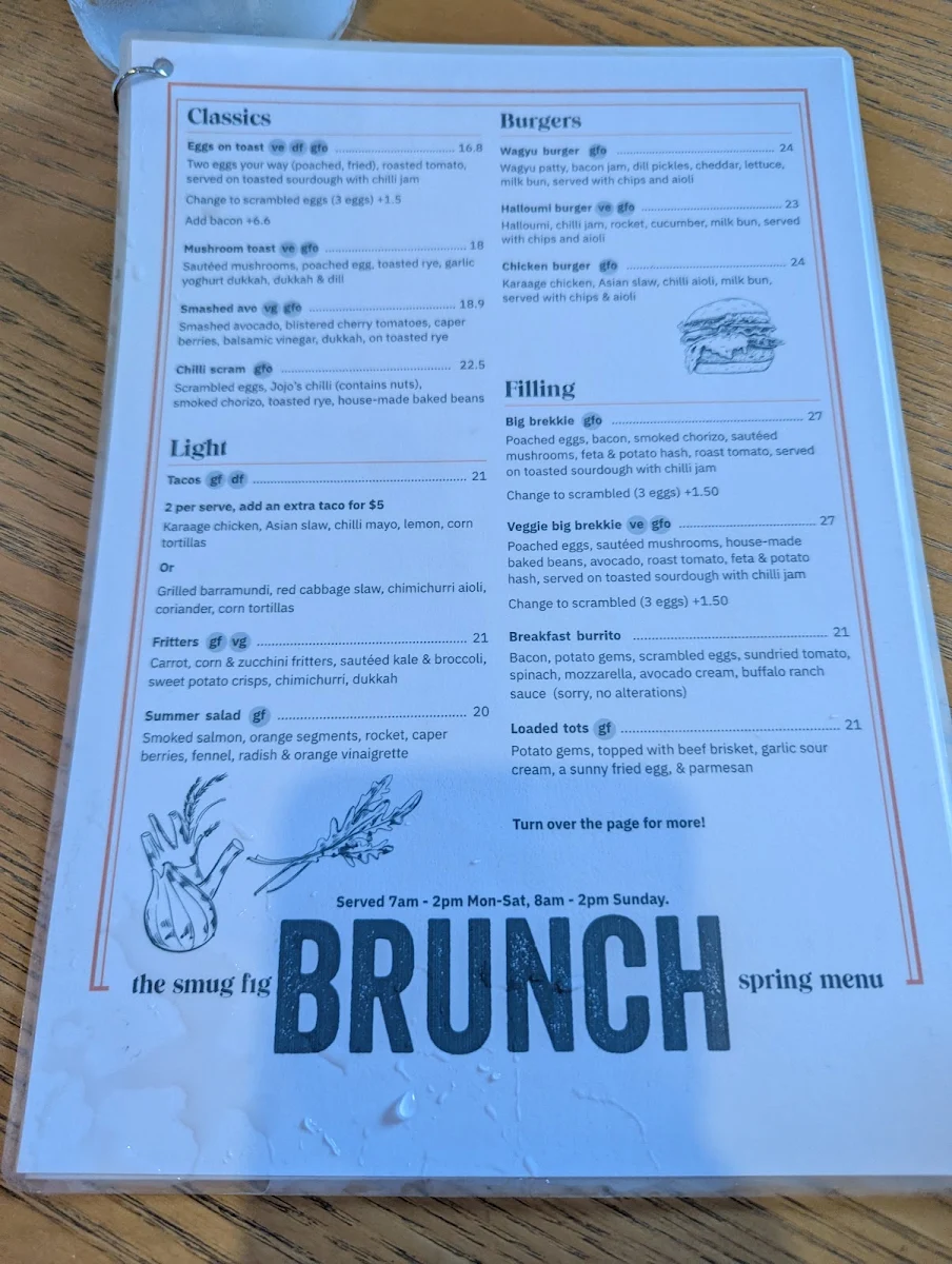 Menu, The Smug Fig Kitchen & Social