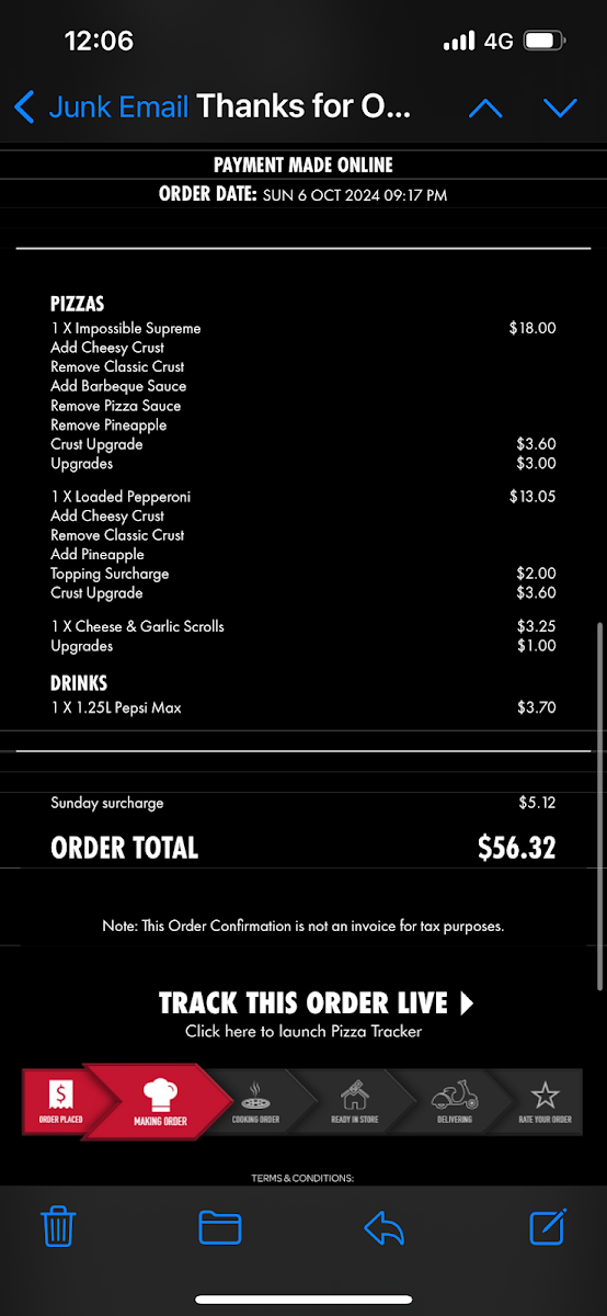 Menu, Domino's Pizza Port Adelaide