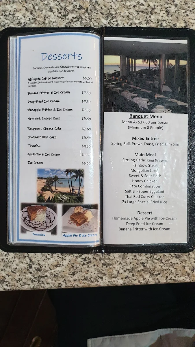 Menu, The Cove Restaurant