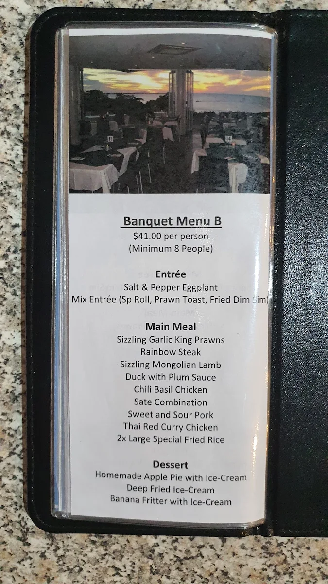 Menu, The Cove Restaurant