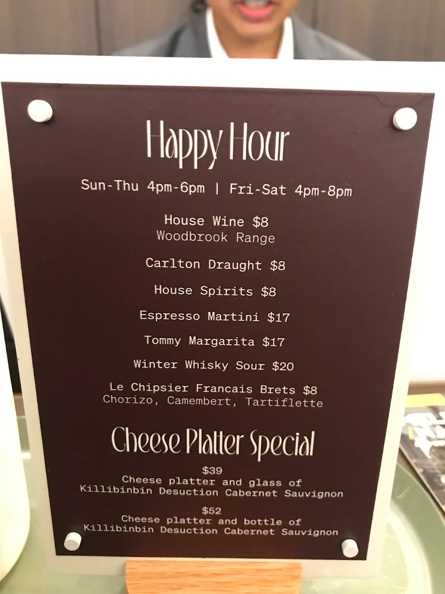 Menu, Ms Ava Bar