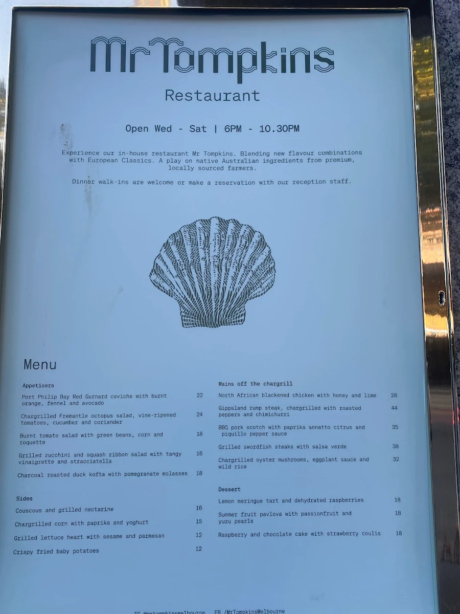 Menu, Ms Ava Bar