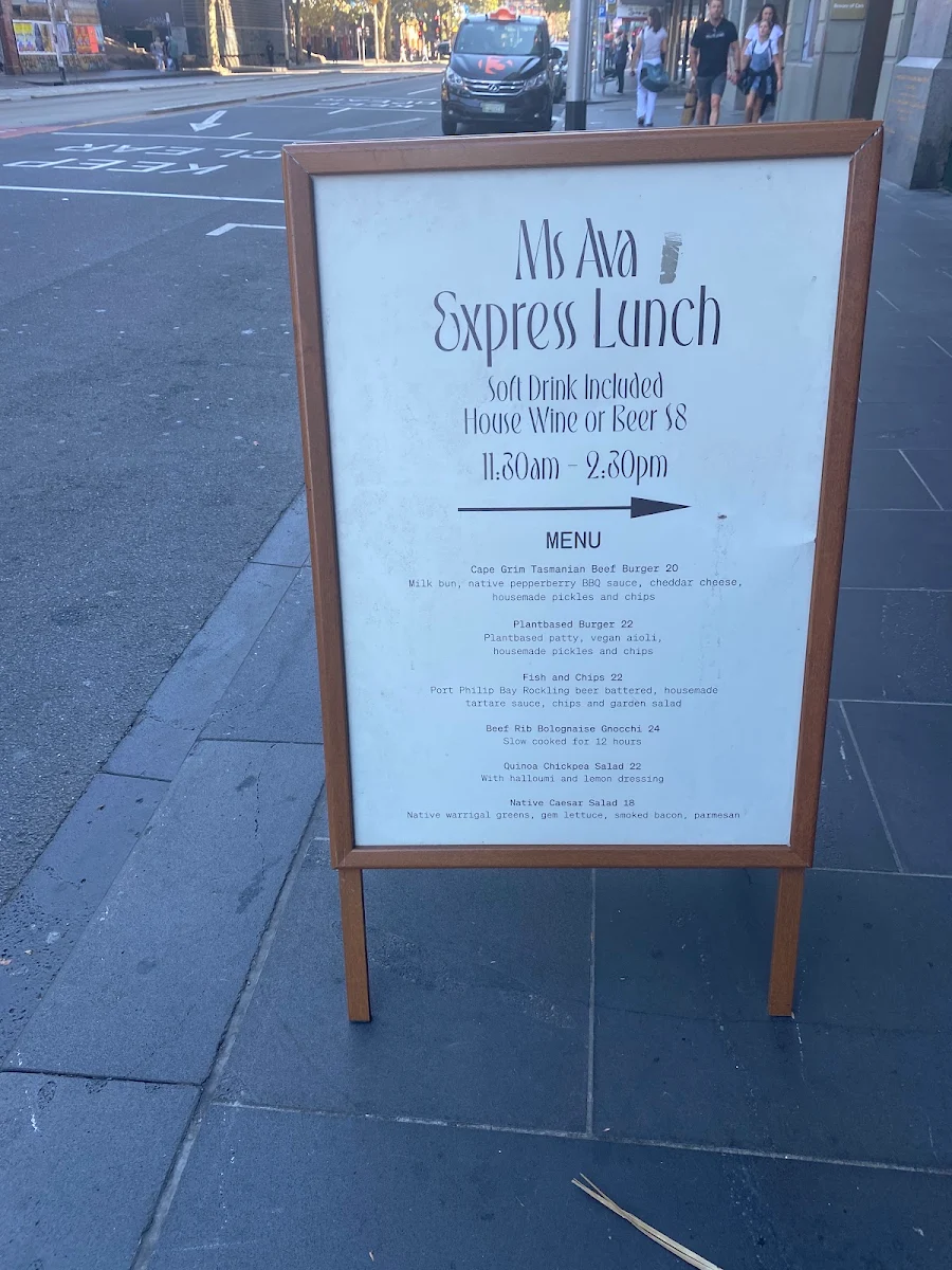 Menu, Ms Ava Bar