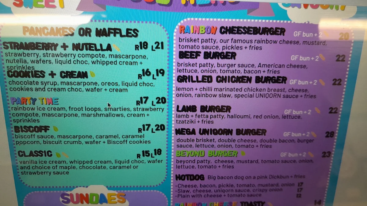 Menu, Uniqorn Eats