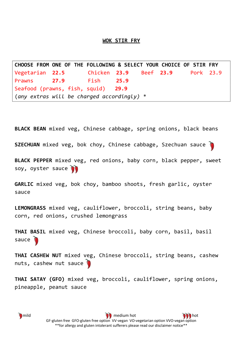 Menu, Inthais Cafe and noodle bar