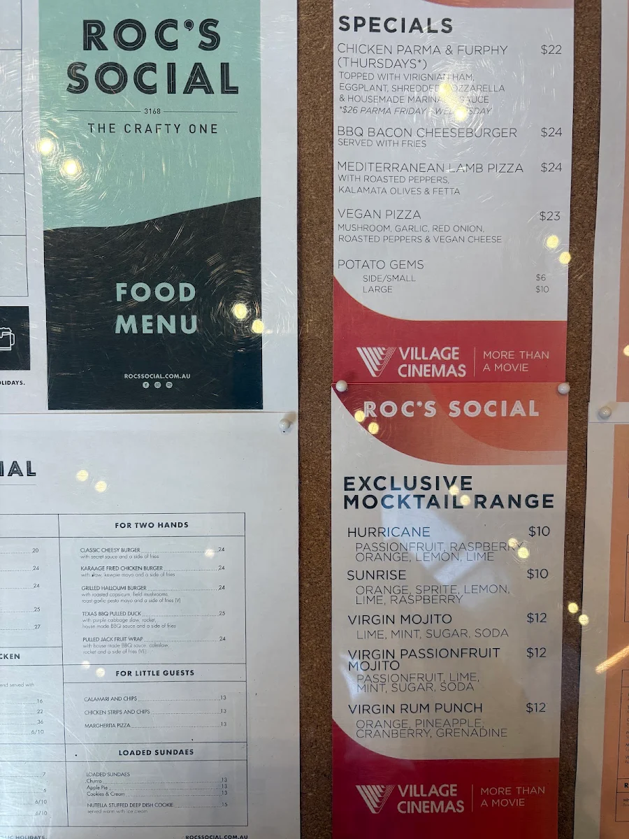 Menu, Roc's Social - M-City
