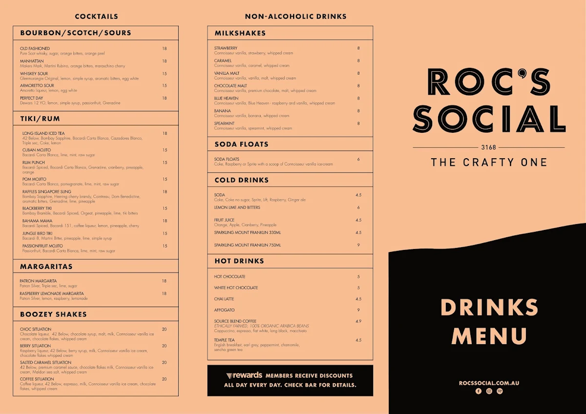Menu, Roc's Social - M-City