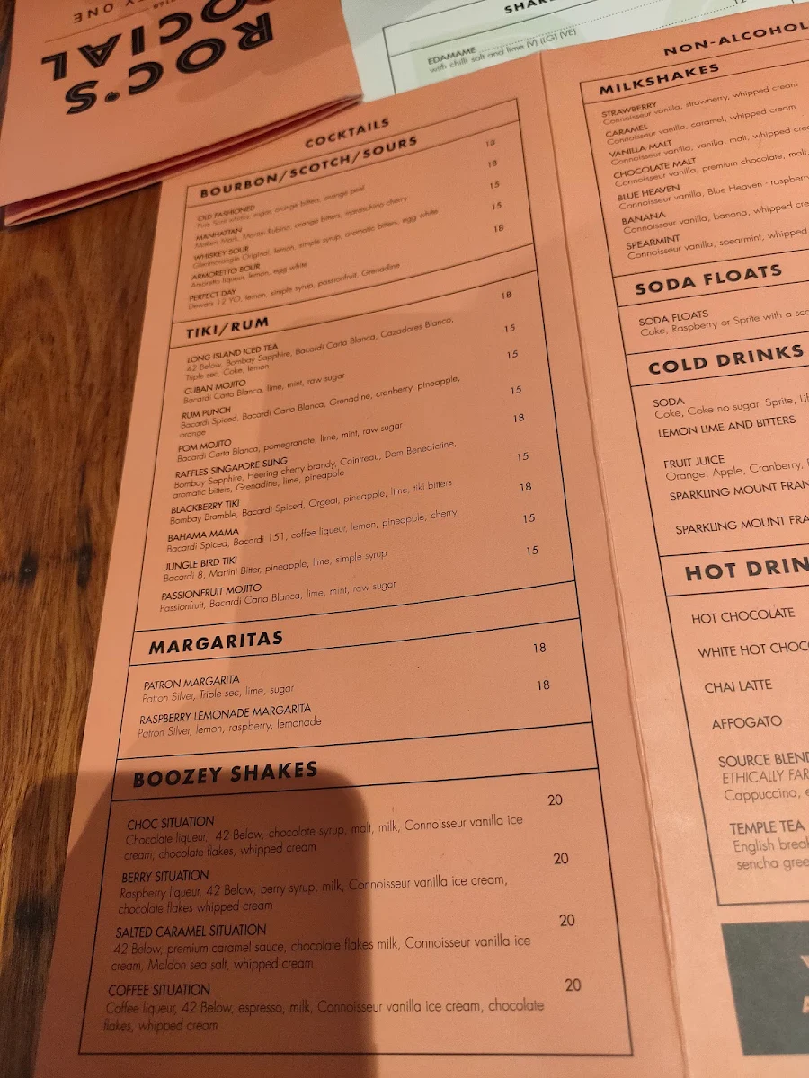 Menu, Roc's Social - M-City