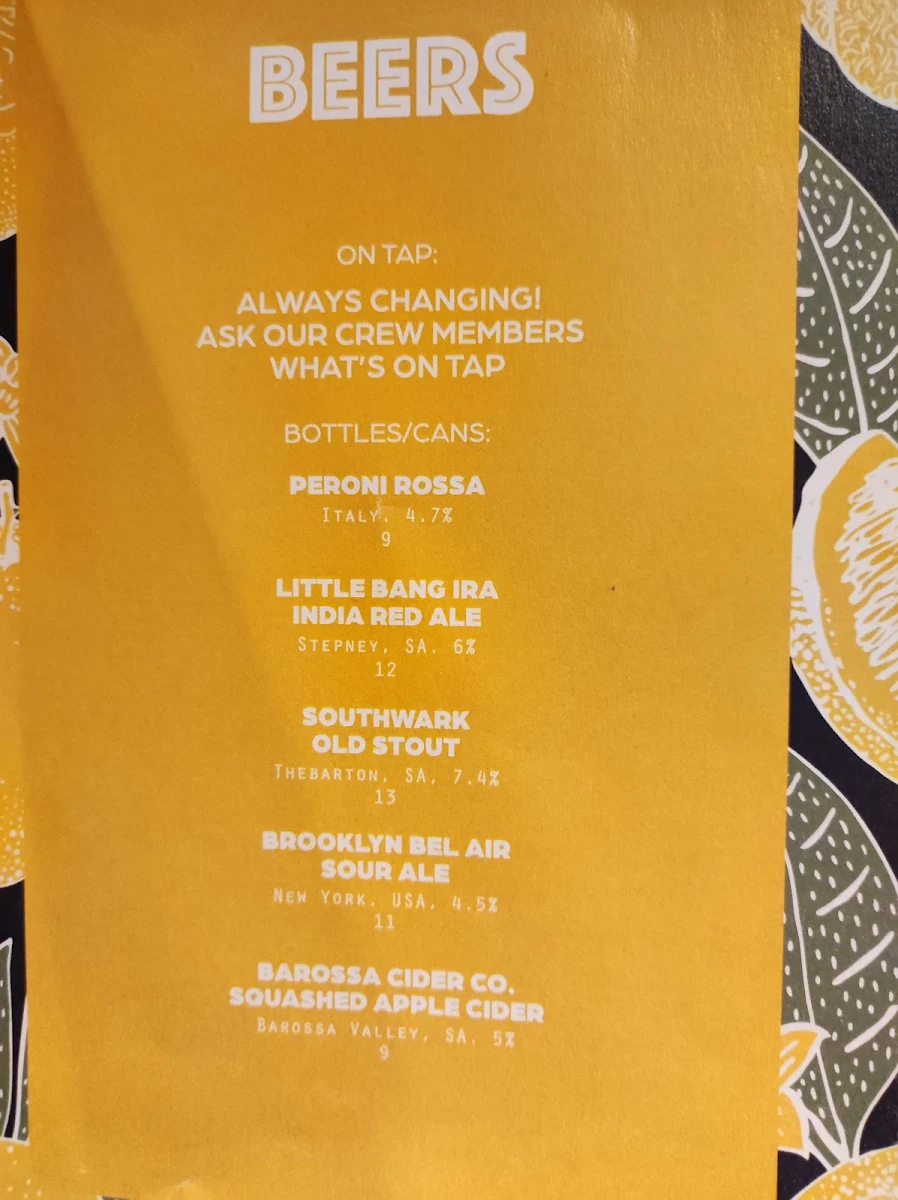 Menu, La Moka
