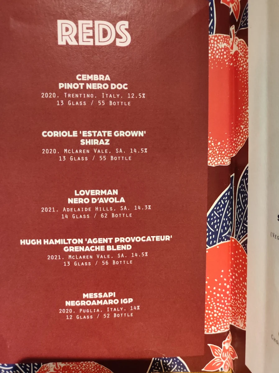 Menu, La Moka
