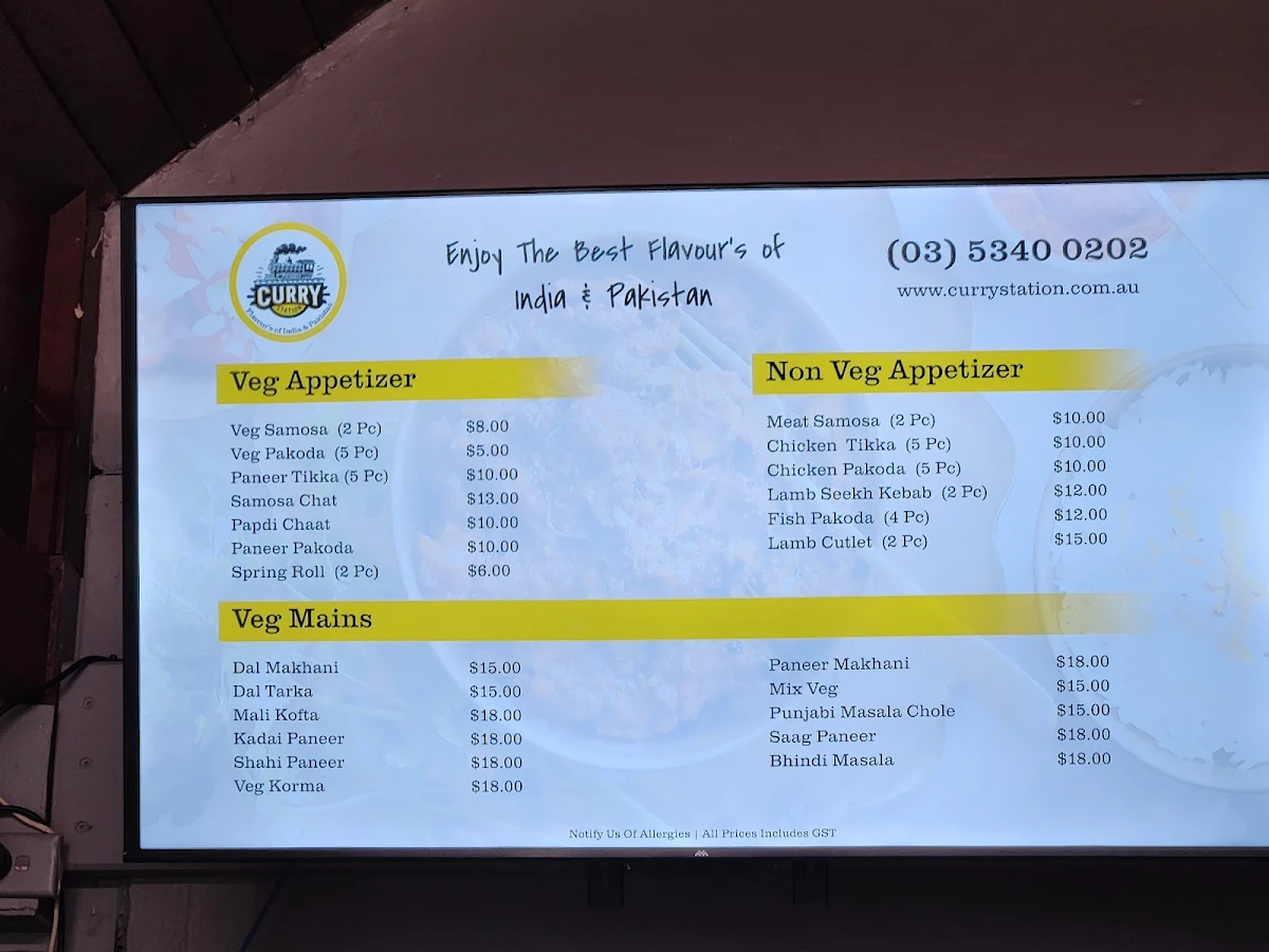 Menu, CURRY STATION