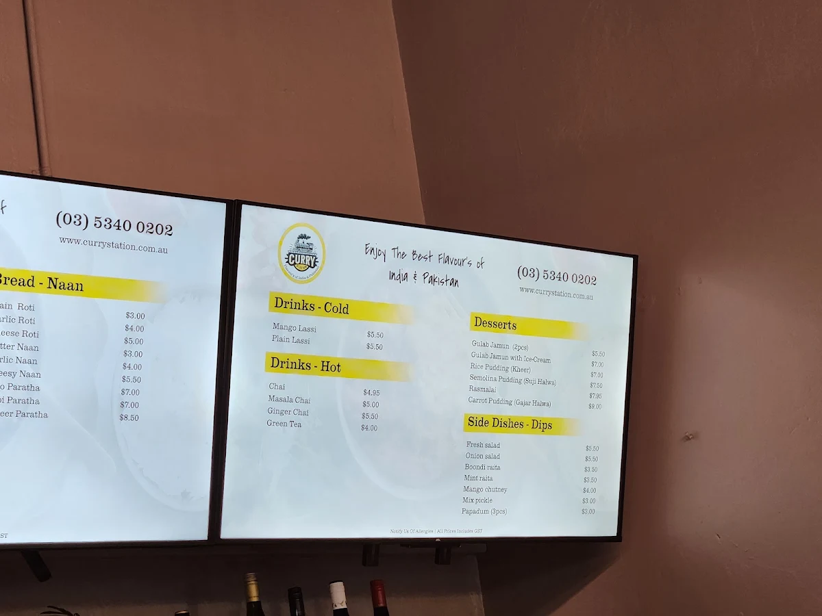 Menu, CURRY STATION