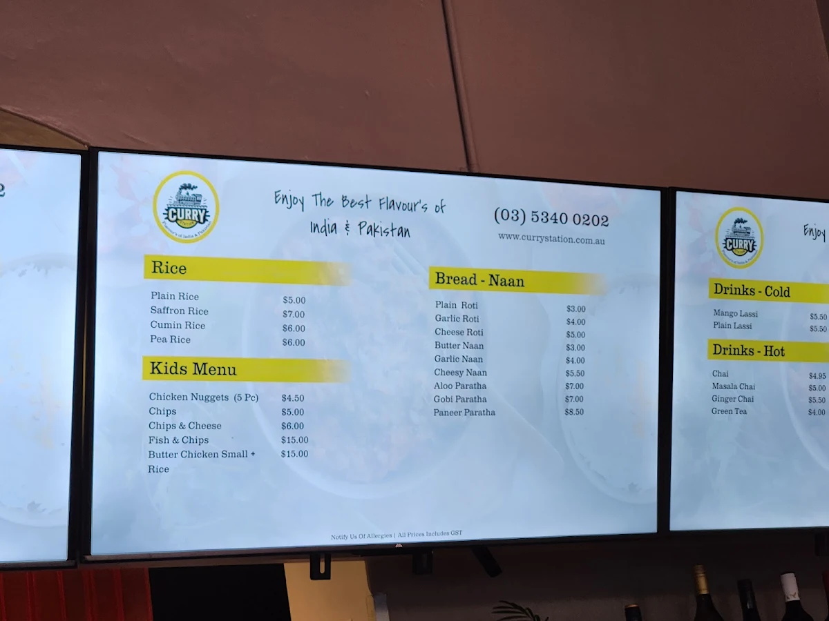 Menu, CURRY STATION