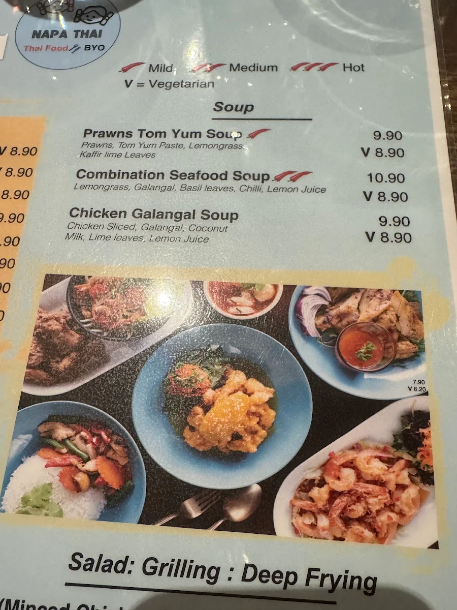 Menu, Napa Thai Food