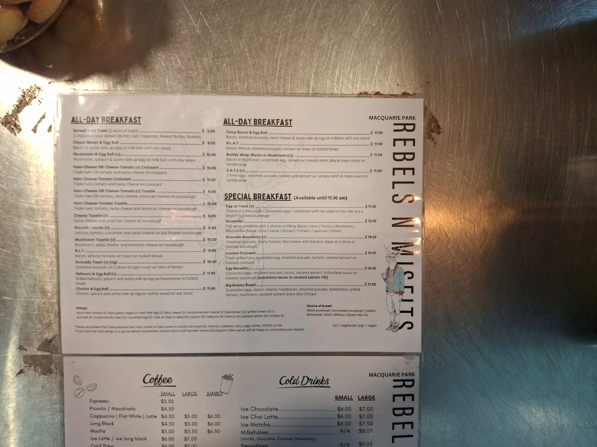 Menu, Rebels N Misfits - Epping Road