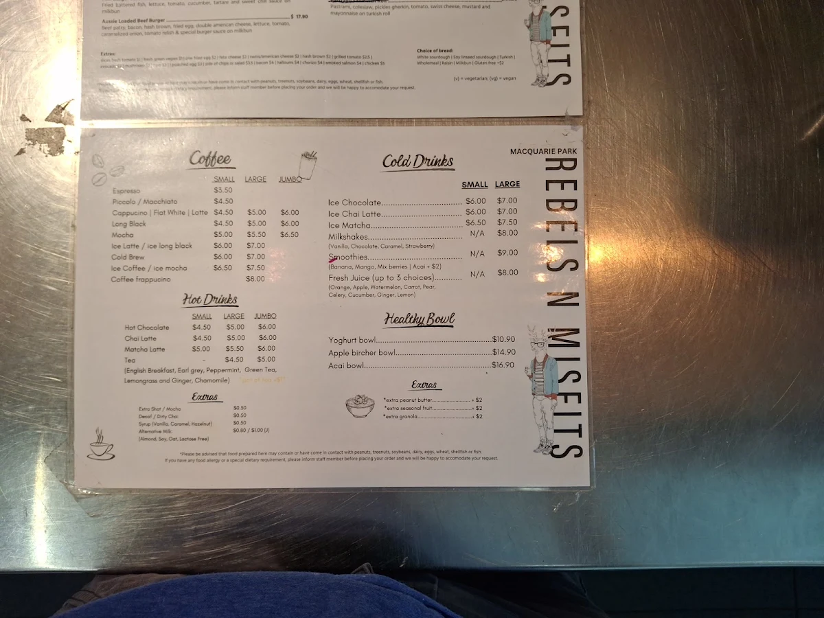Menu, Rebels N Misfits - Epping Road