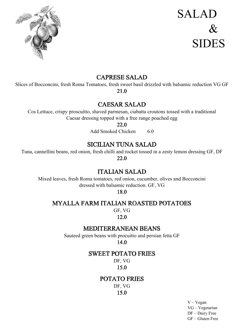 Menu, Applebys Mediterraneo Bar & Grill