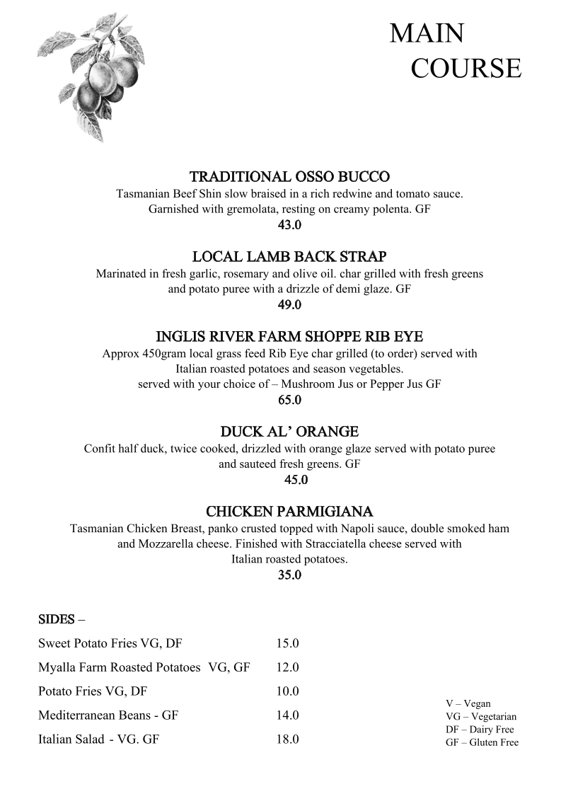 Menu, Applebys Mediterraneo Bar & Grill