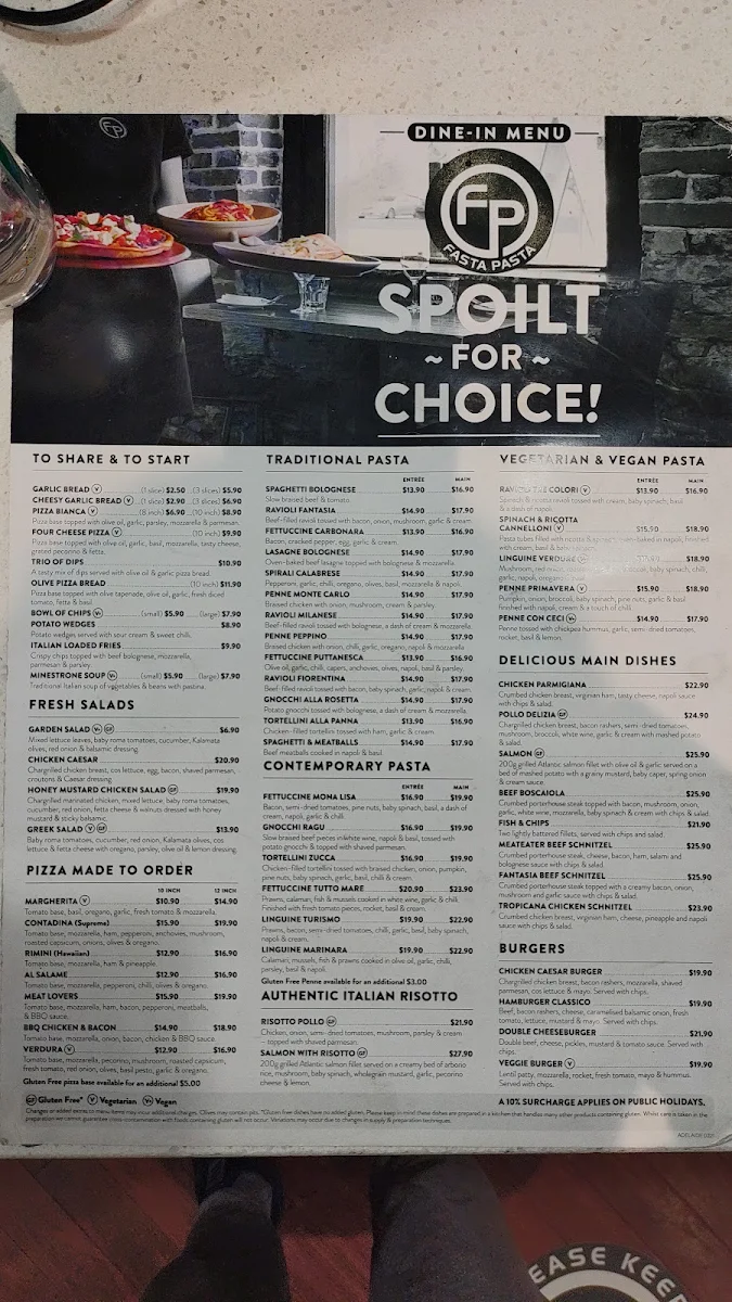 Menu, Fasta Pasta