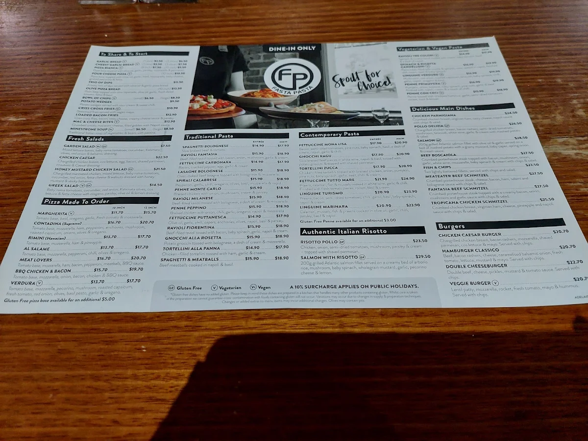 Menu, Fasta Pasta