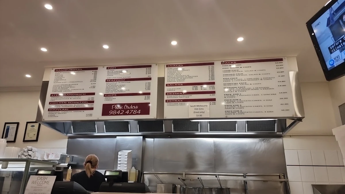 Menu, Doncaster East Fish & Chippery