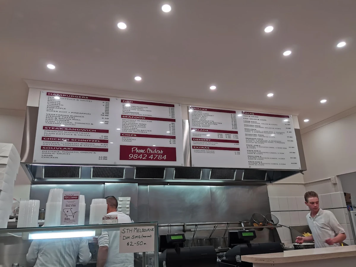 Menu, Doncaster East Fish & Chippery