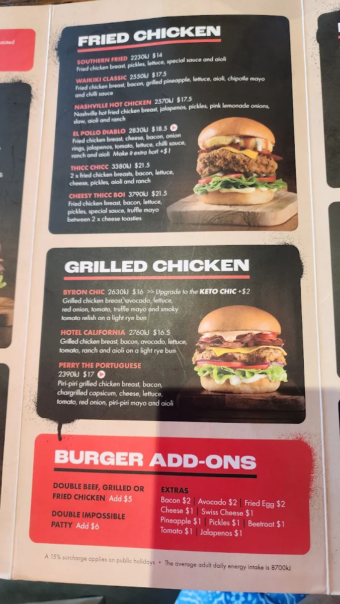 Menu, Burger Urge (Andergrove)