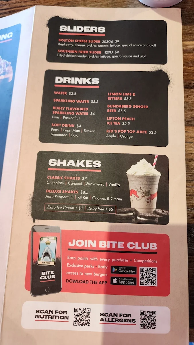 Menu, Burger Urge (Andergrove)