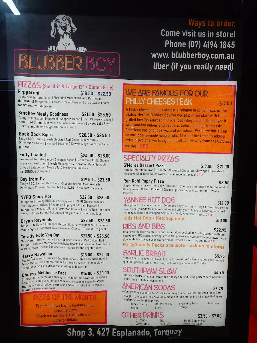 Menu, Blubber Boy