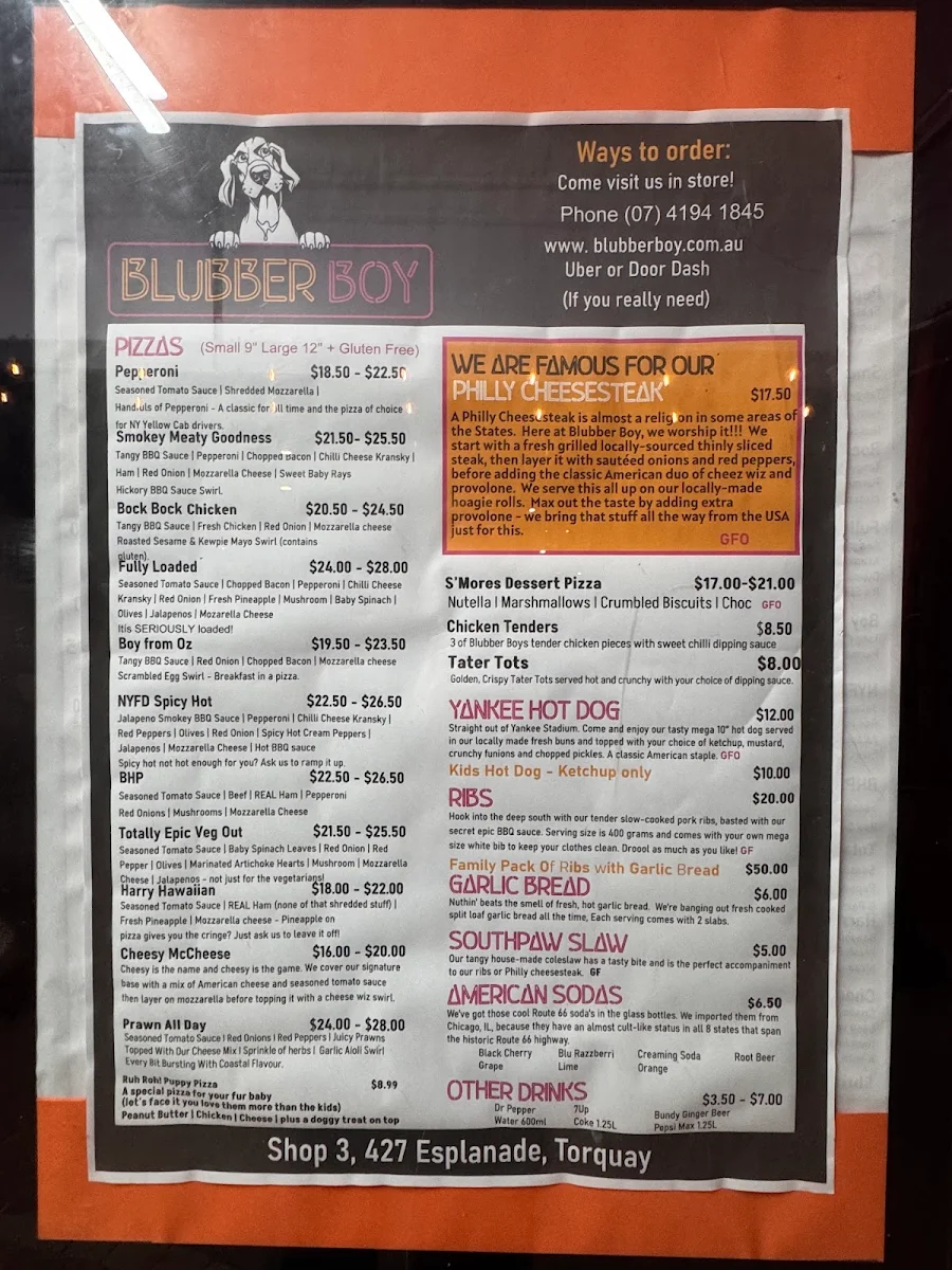 Menu, Blubber Boy