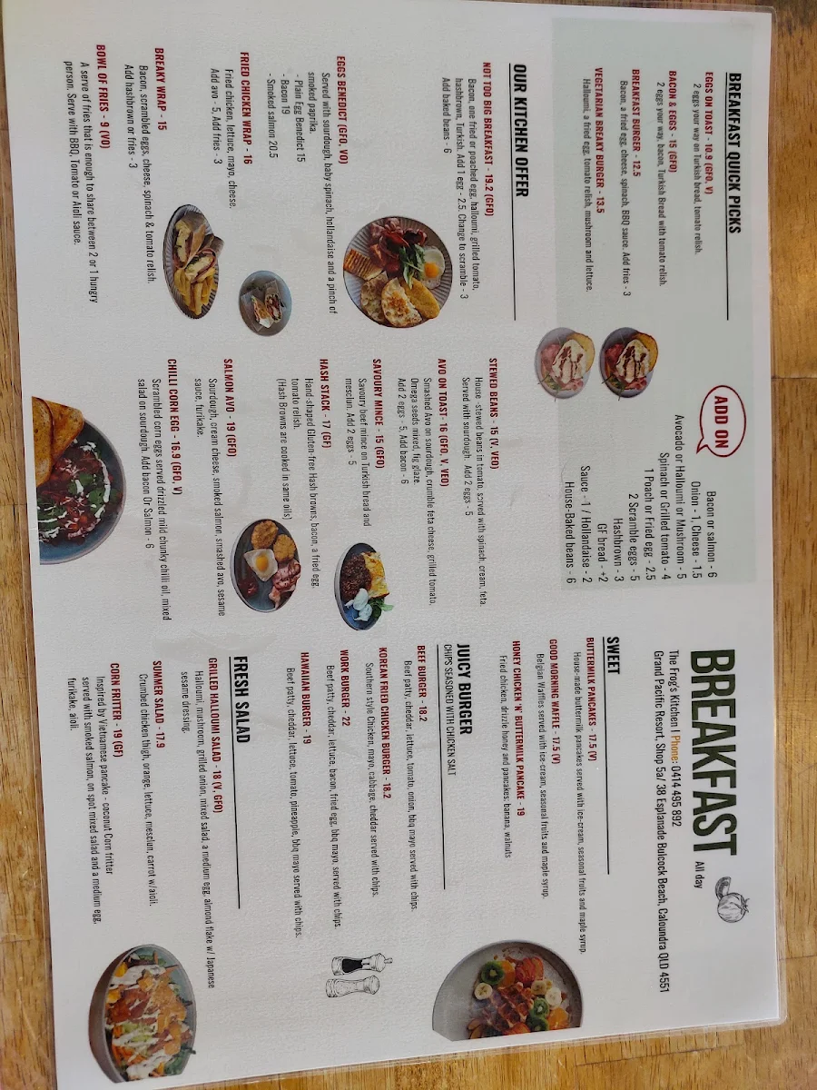 Menu, The Frog's Kitchen