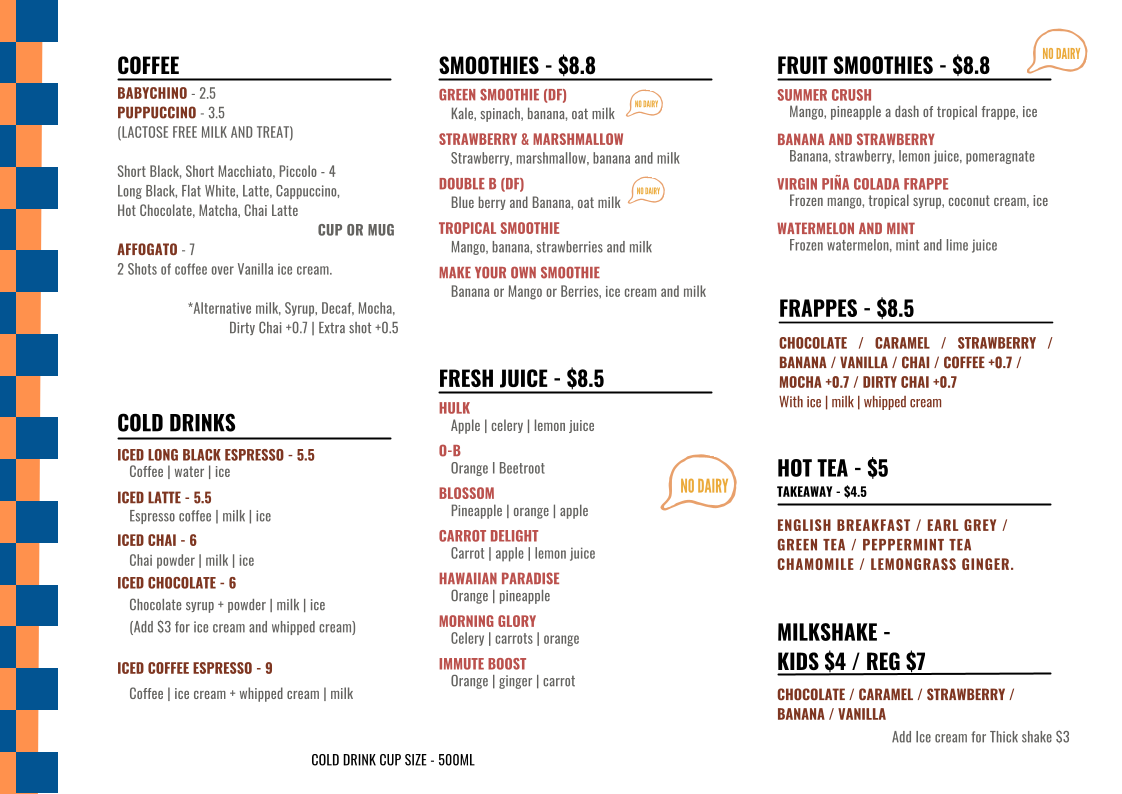 Menu, The Frog's Kitchen