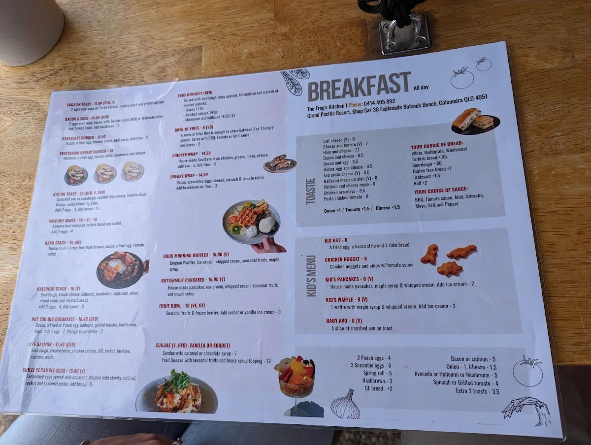 Menu, The Frog's Kitchen