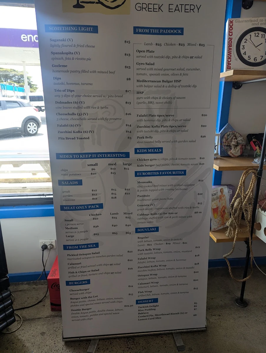 Menu, Euro Bites Greek Eatery