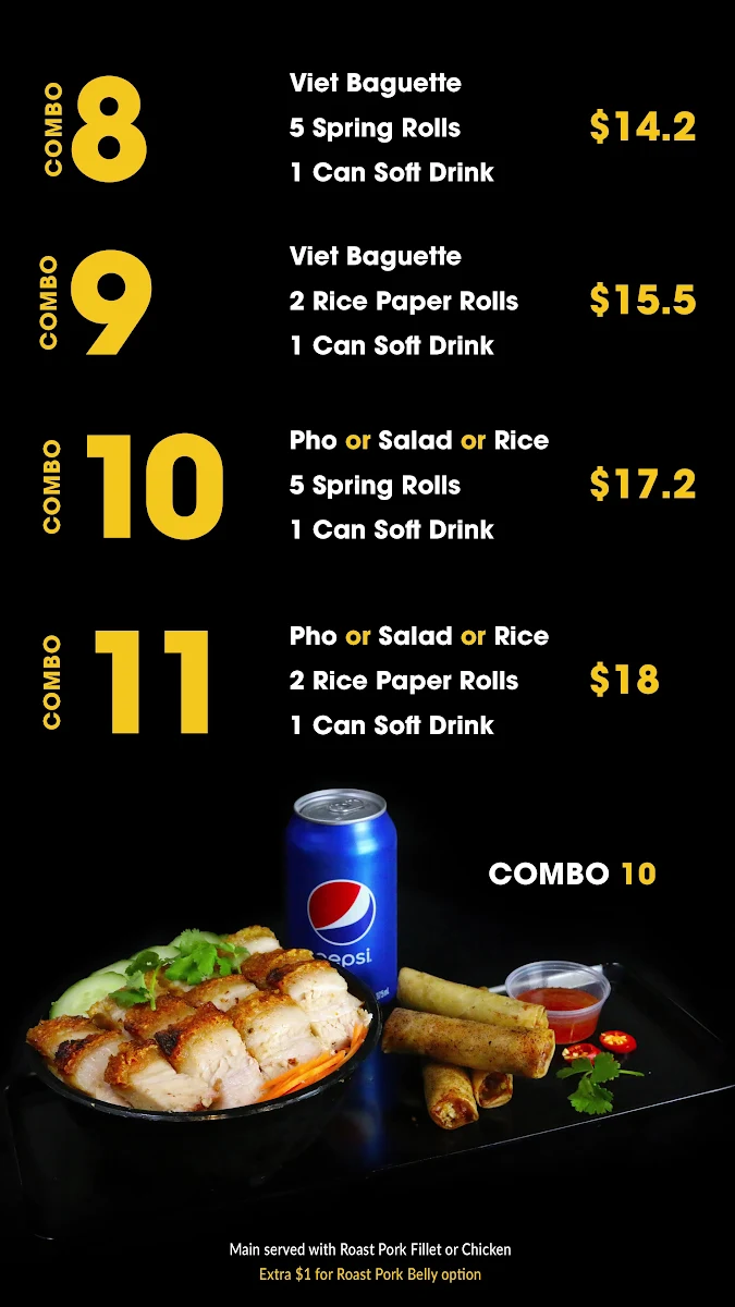 Menu, Pho Delight