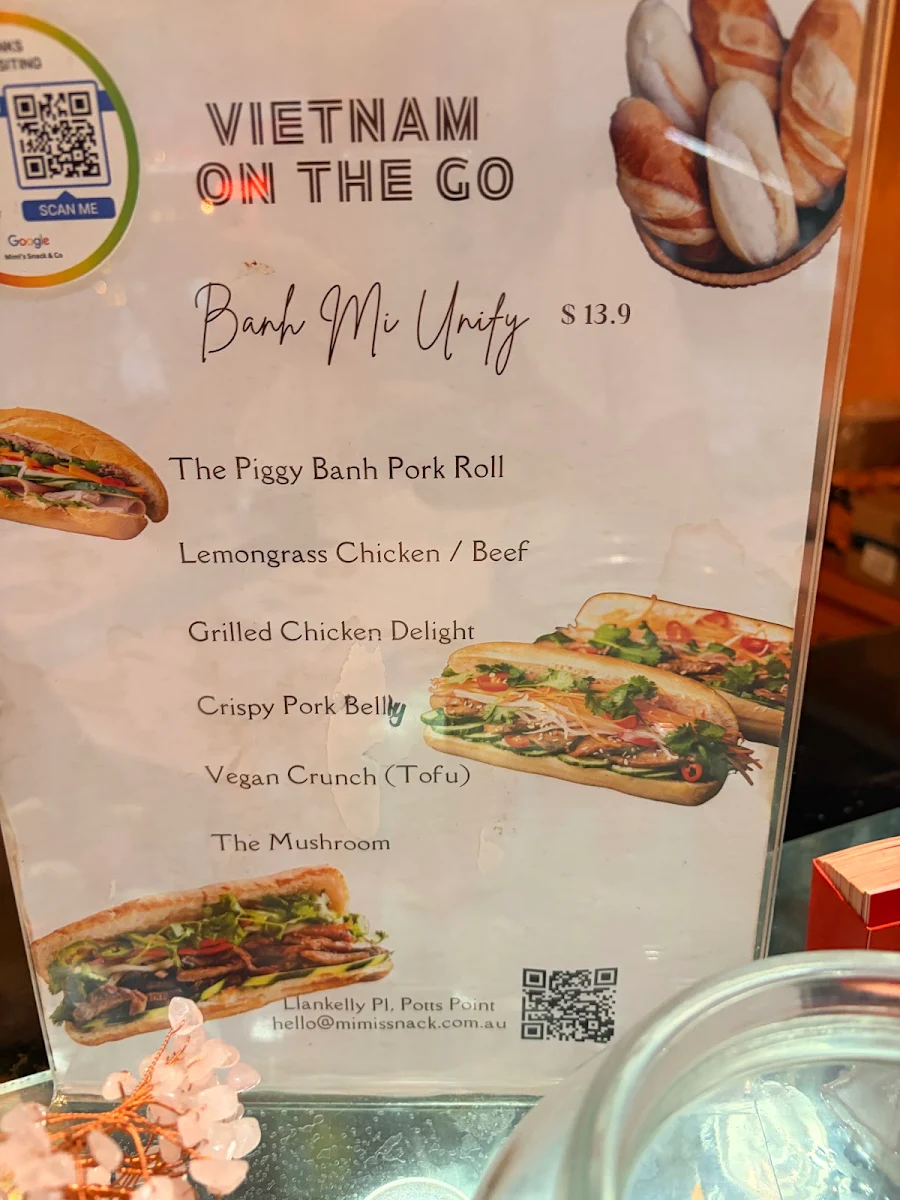 Menu, Mimi's Snack & Co