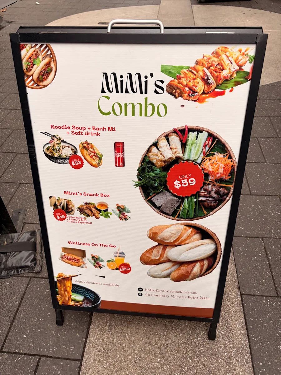 Menu, Mimi's Snack & Co