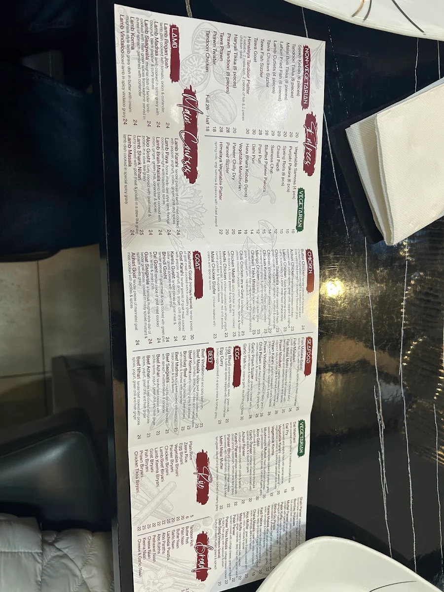 Menu, Himalaya Restaurant Granville