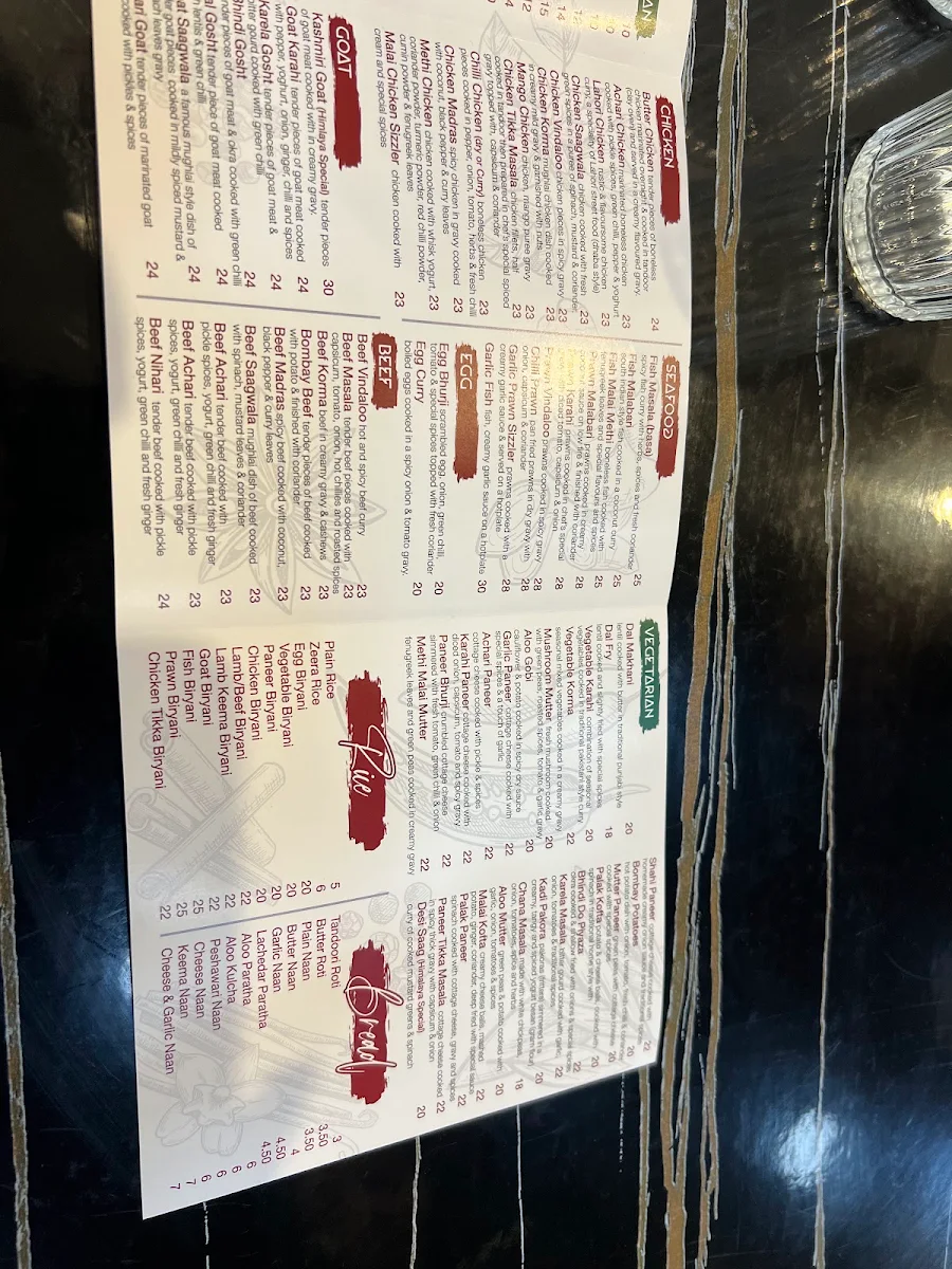 Menu, Himalaya Restaurant Granville