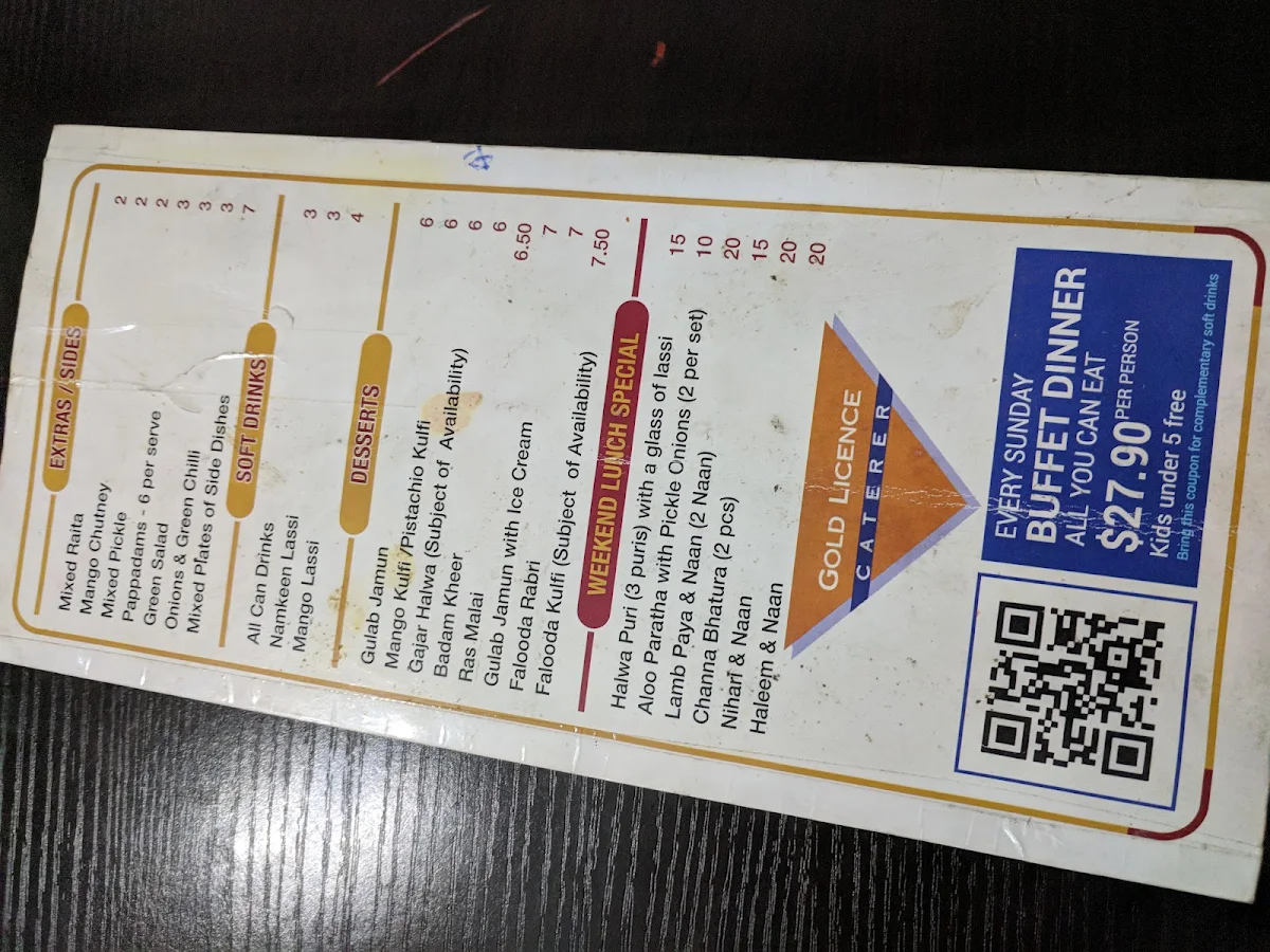 Menu, Himalaya Restaurant Granville