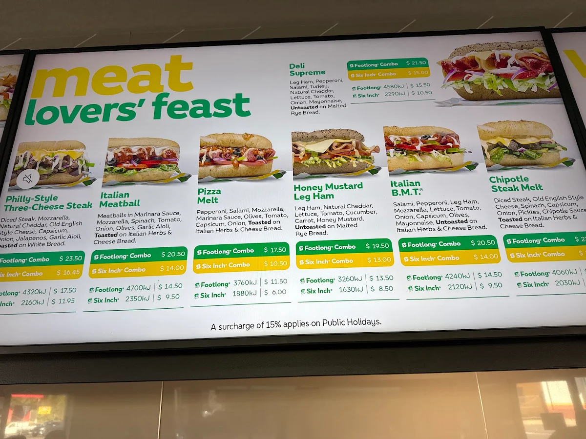 Menu, Subway