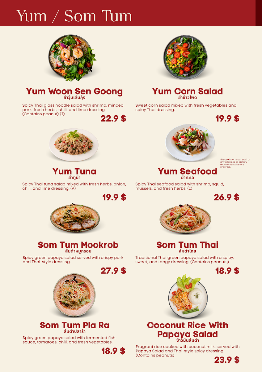 Menu, Phicha Thai Bistro
