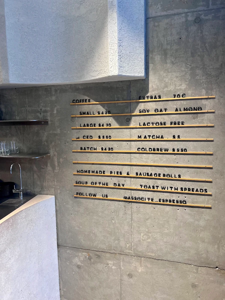 Menu, The Associate Espresso Bar