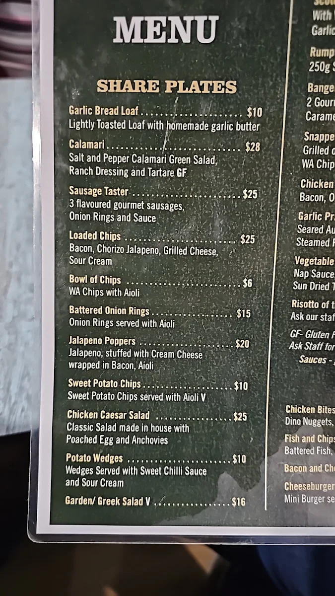 Menu, Boyanup Tavern