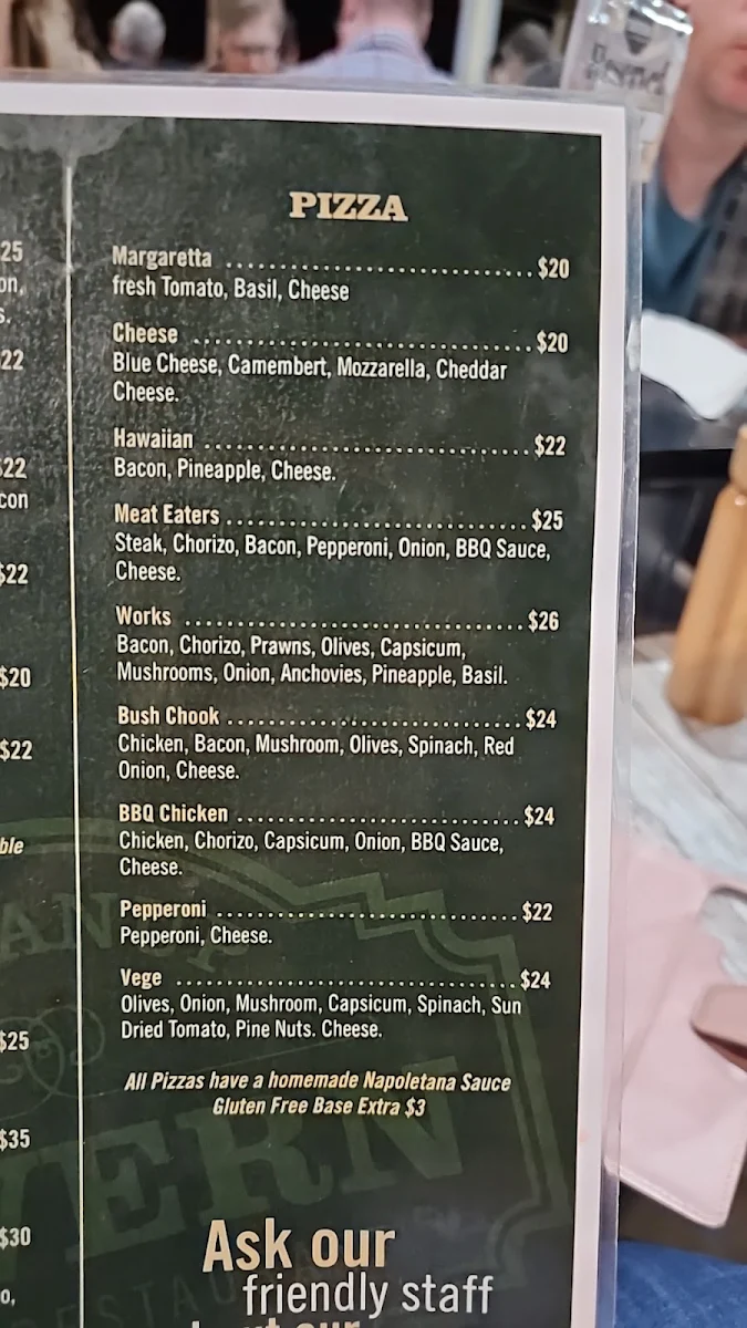 Menu, Boyanup Tavern