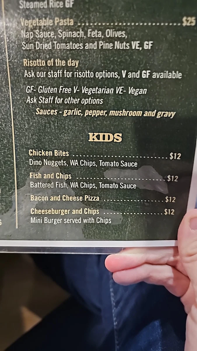 Menu, Boyanup Tavern