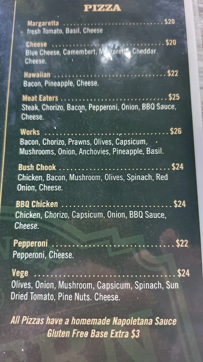 Menu, Boyanup Tavern